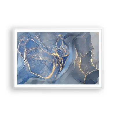 Produktbild von Gerahmtes Poster - Weißer Rahmen - Gold Blau Farbe - 91,5x61 cm - Wand Bild - Wanddeko - Wandbilder - Kunstposter - Wandposter - Bilderrahmen - Bilder - Kunstdruck - Wanddekoration - P2WAA91x61-5029