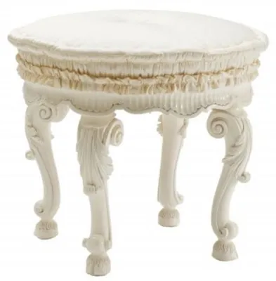 Produktbild von Casa Padrino Luxus Barock Hocker Weiß / Creme - Handgefertigter Barockstil Sitzhocker - Barock Fußhocker - Barock Möbel - Edel & Prunkvoll - Luxus Qualität -  Italy