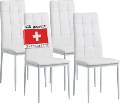 Produktbild von Albatros Esszimmerstühle RIMINI 4er Set, Weiss - Edles Italienisches Design, Polsterstuhl Kunstleder-Bezug, Modern und Stilvoll am Esstisch - Küchenstuhl Stuhl Esszimmer hohe Belastbarkeit