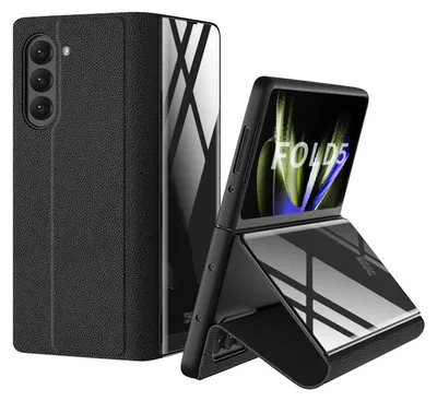 Obrázek produktu pro Pro Samsung Galaxy Z Fold5 5G ochranný kryt z umělé kůže s přihrádkou na kreditní kartu
