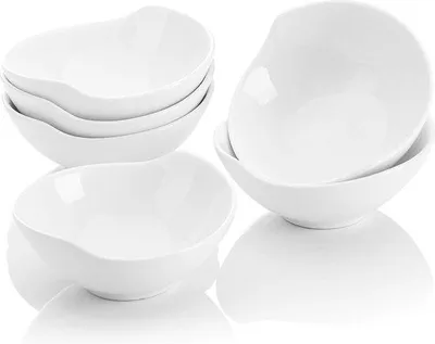 Obrázok produktu pre Sada 6 porcelánových misiek Unyqoos® – dekoratívne misky na dezerty, tapas a predjedlá, objem 100 ml, rozmer 11 x 10 x 4 cm, vhodné do mikrovlnnej rúry a umývačky riadu