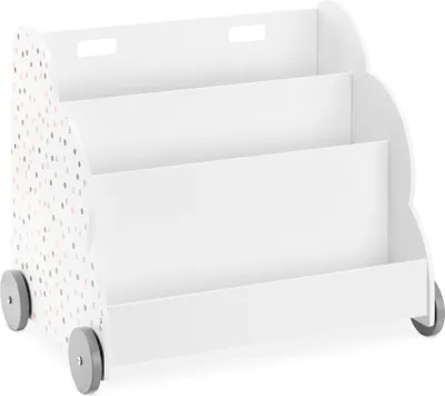 Produktbild von Navaris Bücherregal für Kinder - Kinderzimmer Regal für Bücher und Spielzeug aus Holz - 60 x 51 x 40 cm - Buchregal mit Rollen - Organizer Weiß