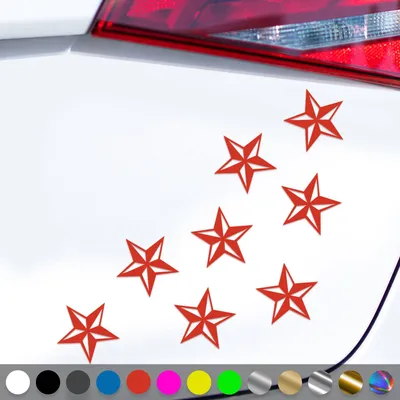 Produktbild von PantherPixel Nautischer Stern Aufkleber Seefahrt Kompass Set Sticker Auto Geschenkidee Farbe Rot