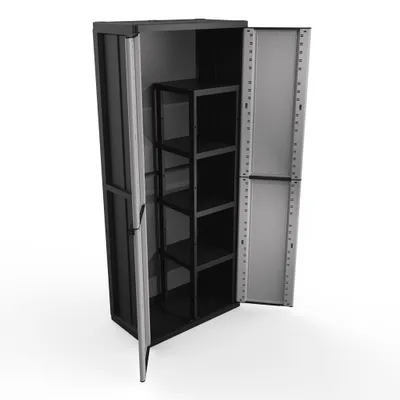 Produktbild von Kreher Kunststoffschrank 'J-LINE' mit Freifach in Schwarz/Grau