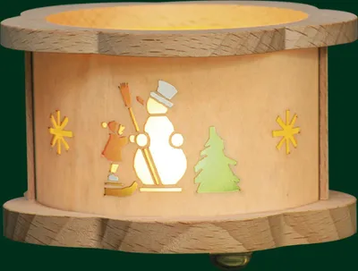 Produktbild von Teelichtlaterne Schneemann mit Winterkind Höhe= 5,5cm