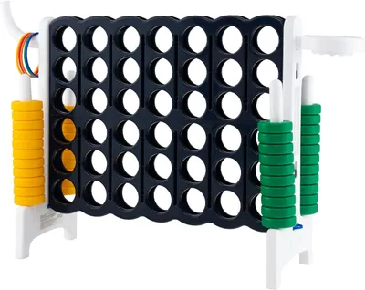 Produktbild von Riesiges 4 Gewinnt Spiel mit Basketballkorb und Wurfspiel, Strategiespiel für Kinder und Erwachsene, 4 in Einer Reihe, Brettspiel Spielzeug,Vier in Reihespiel Kinderspiel (Blau+Weiß-Rahmen)