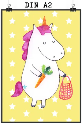 Produktbild von Mr. & Mrs. Panda Bild Einhorn Vegan DIN A2 - Gelb Pastell - Geschenk, Rohkost, Gesund Leben, Wandbild, Plakat, drucke, essen, Veganer, Unicorn, Veganismus, wanddeko