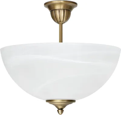 Produktbild von Messing Pendelleuchte klassisch Alabaster Goldpatina 30cm O35cm 2x E27 120W Esstisch Küche Wohnzimmer handgefertigt