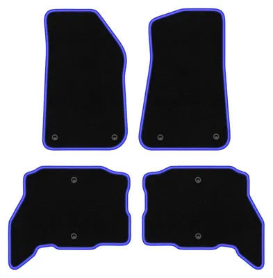 Produktbild von Fußmatten Velours Schwarz/Blau für Jeep Wrangler JL 4XE 2021-2023 Set 4-tlg