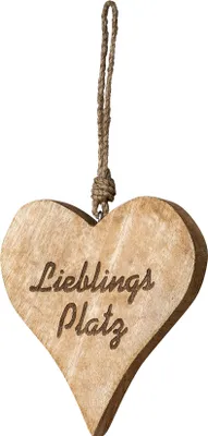 Produktbild von Aufhänger Lieblingsplatz H15cm Herz Mango Holz Schriftzug Wand-Deko Türschild