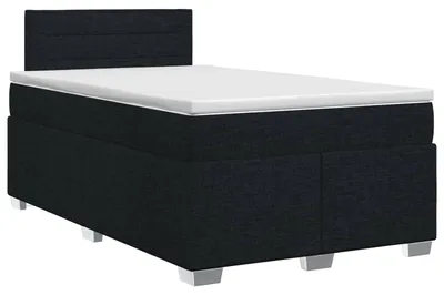 Image de vidaXL Lit boxspring avec matelas noir 120 x 200 cm Tissu