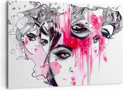 Produktbild von Bild auf Leinwand - Leinwandbild - Frauen Gesichter Augen illustration - 105x70cm - Wand Bild - Wanddeko - Leinwanddruck - Bilder - Kunstdruck - Leinwand bilder - Wandkunst - CE105x70-3095