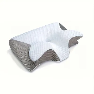 Zdjęcie produktu dla 1 sztuka Wygodna poduszka pod szyję, ergonomiczne podparcie szyi po bokach, równowaga miękkości i jędrności, szara.