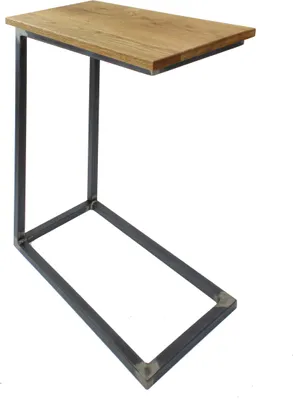 Produktbild von Natural Goods Berlin Beistelltisch C-FORM, Beistelltisch, Couchtisch, Nachttisch, Echtholz Eiche, Industrial, Tischplatte aus Eiche (45 x 25 x 2 cm)