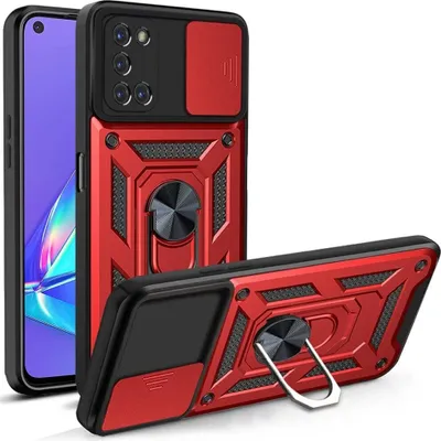 Produktbild von OPPO A52 / A72 / A92 4G Hülle mit 360° Drehbarer Magnetische Ring Ständer Halter Dia Kameraschutz TPU Bumper Silikon Schutzhülle für OPPO A52 / A72 / A92 4G Rot