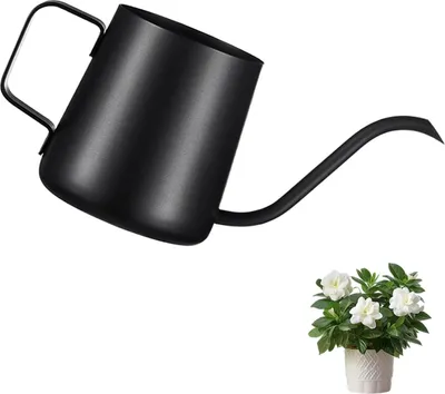 Produktbild von 350ML Schwarz Gießkanne Klein Zimmerpflanzen, Mini Gießkanne, Edelstahl Langer Auslauf Giesskanne, Garten Gießkanne für Zimmerpflanzen Sukkulenten