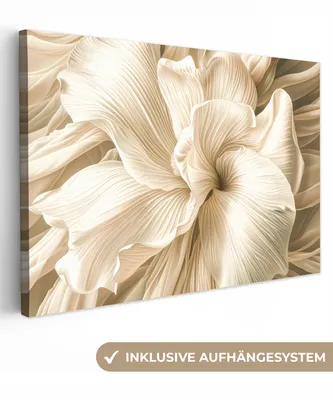 Produktbild von Leinwandbilder 120x80 cm - Beige Blume, moderne Wandbilder für Wohnzimmer