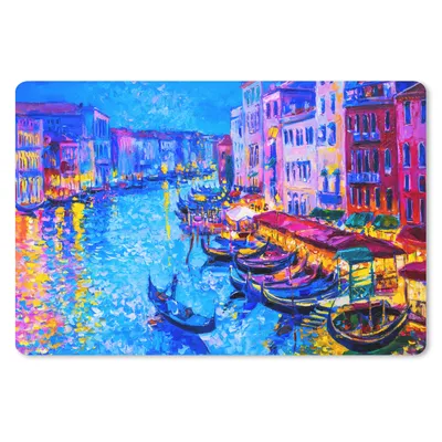 Produktbild von MuchoWow® Mauspad Mousepad Malerei - Italien - Boot - Wasser - Architektur 27x18 cm - Mousepads - Maus Mat - Pad - Mausunterlage - Büroartikel - Desk Matten