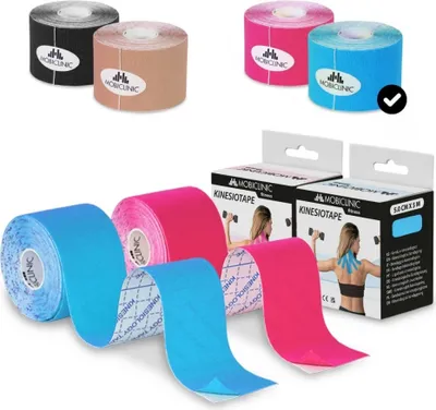 Produktbild von Mobiclinic, Kinesiotape, Mobitape, 2er Pack Tape, 5 cm x 5 m, Kinesiologische Therapie, Tape Sport, Muskelstraffend, Kinesiotape bunt, Blau und Pink