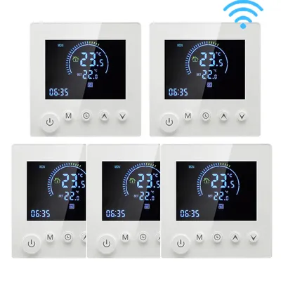 Zdjęcie produktu dla 5X Inteligentny termostat Tuya WiFi 3A Ogrzewanie wody Termostat pokojowy Ogrzewanie podłogowe Programowalny wyświetlacz LCD Termometr wewnętrzny, sterowanie głosowe Amazon Google Home
