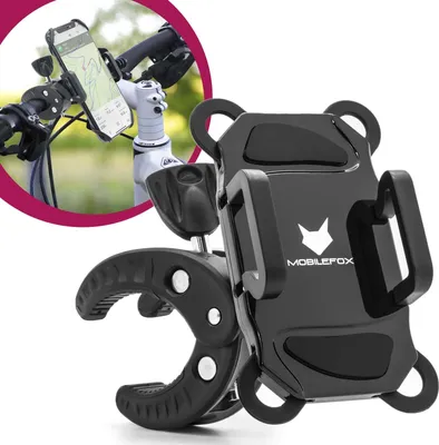 Produktbild von Mobilefox 360° Fahrrad Halter Handy Halterung Bike Gummibänder passend für Smartphone Universal