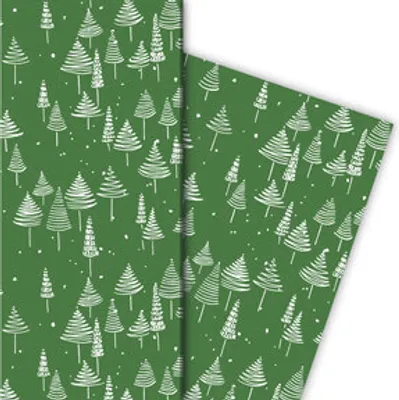 Produktbild von Retro Weihnachtspapier mit schönem Weihnachtsbaum Wald, grün, 32 x 48cm - G9839, 32 x 48cm