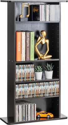 Image de Meuble de rangement multimédia 5 niveaux Étagères DVD réglables 240 CD Espresso