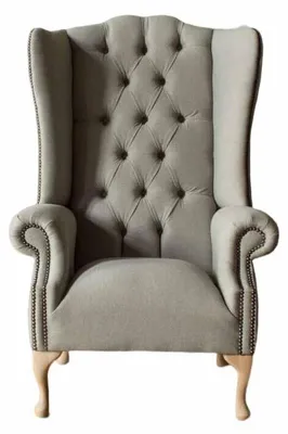 Produktbild von Grauer Ohrensessel Sessel Design Polster Chesterfield Textil Wohnzimmer