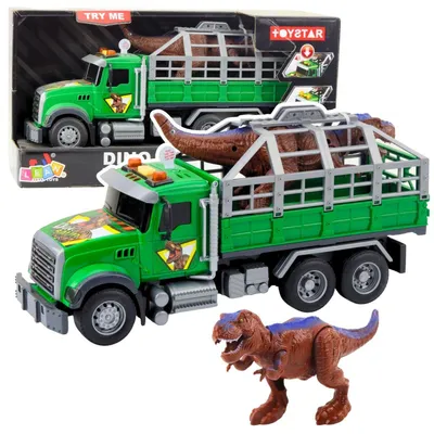 Obrázek produktu pro Hračka – nákladní auto s dinosaurem, světla, zvuky, zelená barva