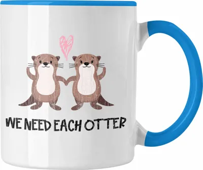 Produktbild von Trendation - Valentinstag Tasse Geschenk für Ihn Sie Lustig We Need Each Otter Geschenkidee Becher Freund Freundin Liebe Paare (Blau)