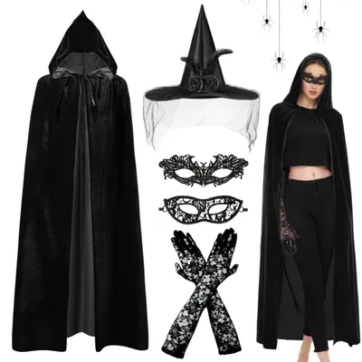 Immagine prodotto di Omgoods - Costume da strega per donna, composto da 6 pezzi, ideale per Halloween