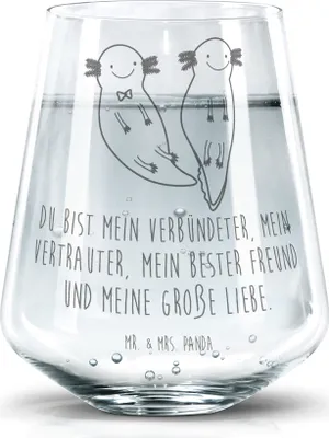 Produktbild von Mr. & Mrs. Panda Glas Axolotl Freundin - Transparent - Geschenk, Lurch, Trinkglas, Trinkgefäß, Valentinstag, Tumbler, Wasserglas, Becherglas, Liebe
