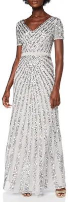 Produktbild von Maya Deluxe Damen Maxi kvinder damer polstret sequin kjole lang kortærmet V-hals
