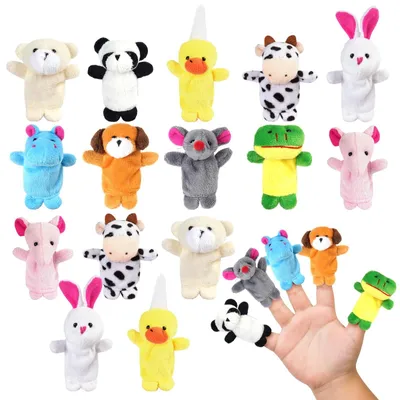 Produktbild von Fingerpuppen Tierfiguren Plüsch - 20 Stück - 7 x 3 cm - Für Babys und Kleinkinder - Zum Erzählen von Geschichten
