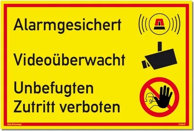 Produktbild von Dreifke® Schild Alarmgesichert Videoüberwacht | Alu Schild mit UV-Schutz gelb (300x200x2mm)