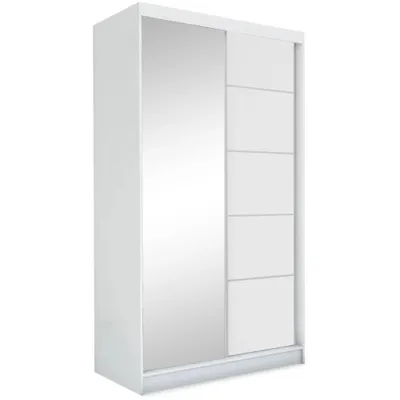 Image de BEAUTYSOFA armoire à portes coulissantes MARIKA 120cm - Armoire moderne avec miroir (blanc)