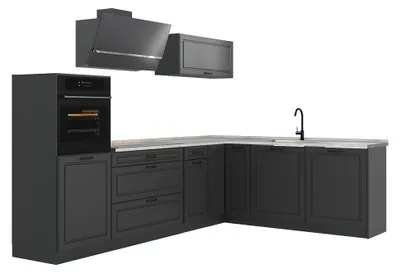 Productafbeelding van Hoekkeuken Vicco R-Line Antraciet landelijk/Antraciet 287 x cm marmer werkblad, Model 68200