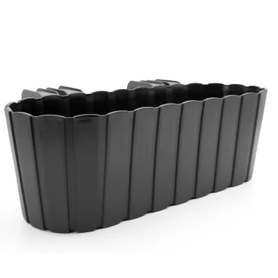 Produktbild von BigDean 3x Blumenkasten Balkongeländer mit Halterung 39 cm – Balkon Pflanzkasten aus Kunststoff Holzoptik – Geländerkasten für Blumen & Kräuter