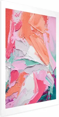 Produktbild von Posterpapier Poster - Pink Palette - vibrant shades of pink, orange, and green on canvas 21x30 cm Muster a-B-10127-ao-a