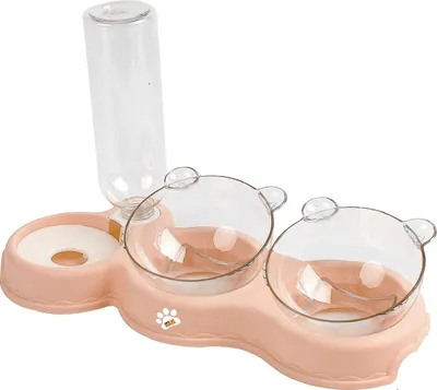 Immagine prodotto di Ciotola ortopedica doppia per gatti con ricarica automatica dell'acqua, Linomag®, 500ml, 37x24x15 cm, salmone