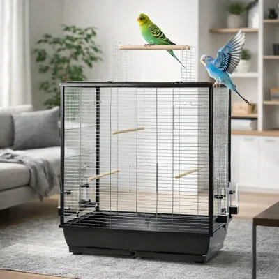 Immagine prodotto di Gabbia per uccelli di grandi dimensioni pappagallino canarino budgerigar grande con posti a sedere all'aperto