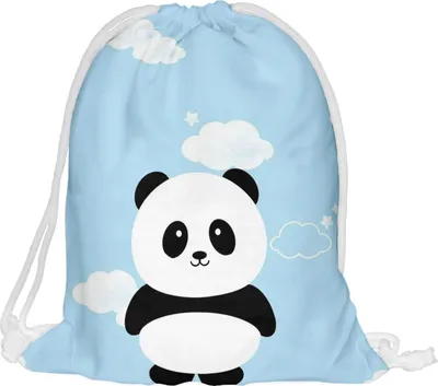 Produktbild von Kinder Turnbeutel mit Namen Beutel Fullprint Tasche Gymsac Jutebeutel Print Bag Fitness Panda Wolken  [010]