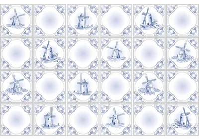 Immagine prodotto di Adesivi autoadesivi per piastrelle per cucina e bagno – 24 adesivi con motivo in stile piastrelle di cemento di Delft e Zandvoort – 24 adesivi, 20 x 20 cm
