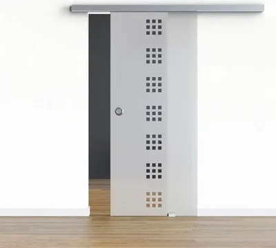 Produktbild von Pertura Glasschiebetür Komplettset Glera Carré 01 900x2050 mm inkl.Beschlag Selir Aluminium Edelstahloptik,Griffmuschel