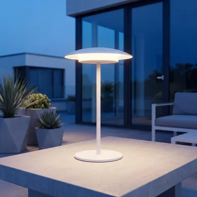 Produktbild von LED Außenleuchte Metall dimmbar Touch IP44 3000 K warmweiß 400 lm 15 cm breit 28 cm Weiß rund Modern