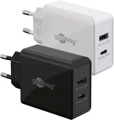 Produktbild von 30 W USB-C PD Dual-Schnellladegerät weiß