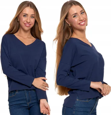 Produktbild von Langarm T-Shirt Damen Uni Baumwolle Bluse mit Tasche MORAJ S
