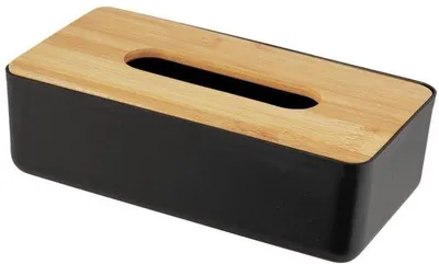 Produktbild von Famanu Aufbewahrungsbox für Kosmetiktücher oder Taschentücher - Schwarz/Natur