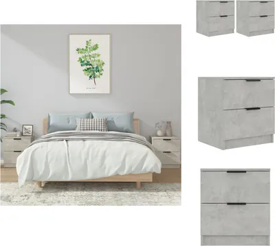 Image de vidaXL Tables de chevet 2 pcs. Bois composite gris béton - Tables de chevet