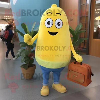Immagine prodotto di Personaggio in costume della mascotte REDBROKOLY Zucchine gialle vestito con una camicia di chambray e pochette